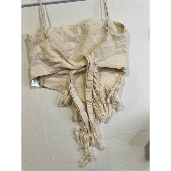 Nanushka Raelynn Fringe Cotton Top in Crème, size  XS - Picture 6 of 8